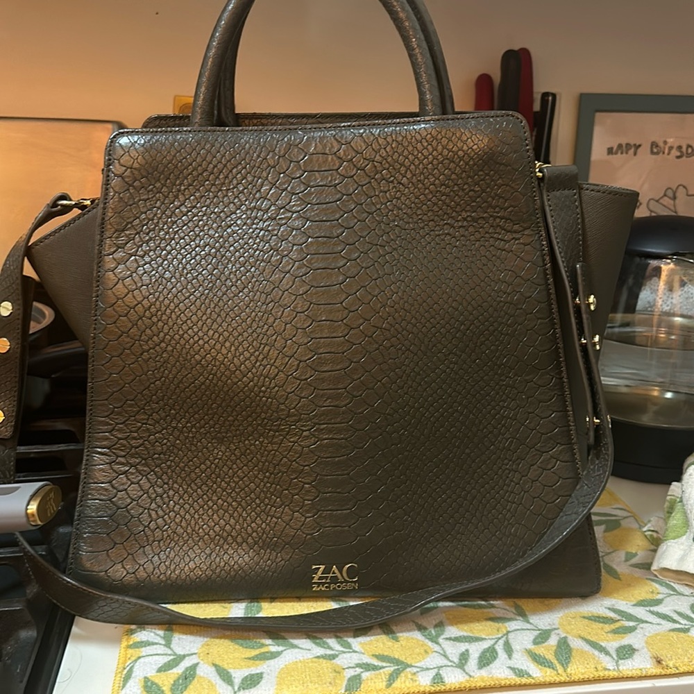 Zac Posen snake print bag in green